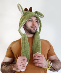 Fuzzy Dinosaur Hat with Movable Ears