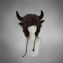 Faux Fur Cow Horn Beanie