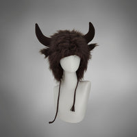 Faux Fur Cow Horn Beanie