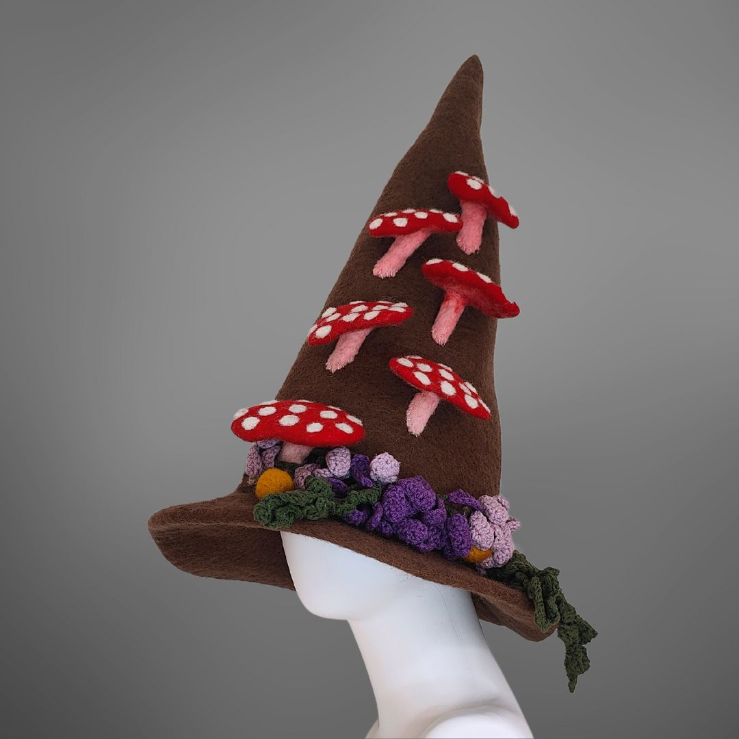 Enchanting Magic Mushroom Wizard Hand-felted Hat