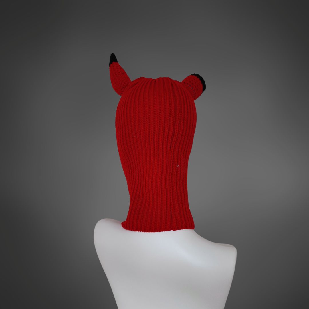 Knit Ski Mask with Tears and Horns