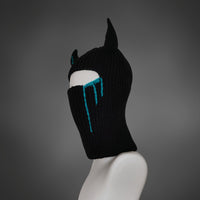 Knit Ski Mask with Tears and Horns