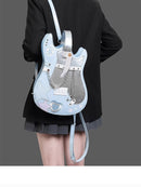 Creative Contrast Color Cute Scarf Two Shoulders Cross-body Guitar Backpack Sweet