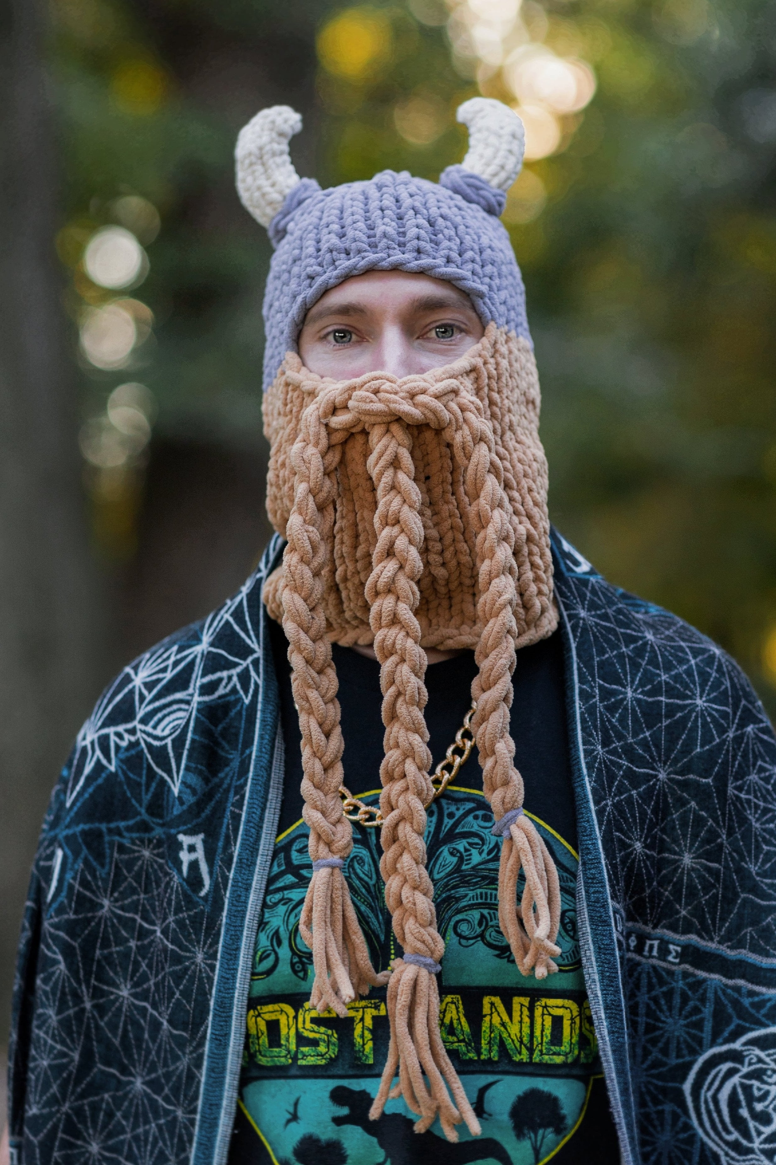 Viking Baraclava with Horns and Beard