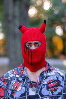 Knit Ski Mask with Tears and Horns